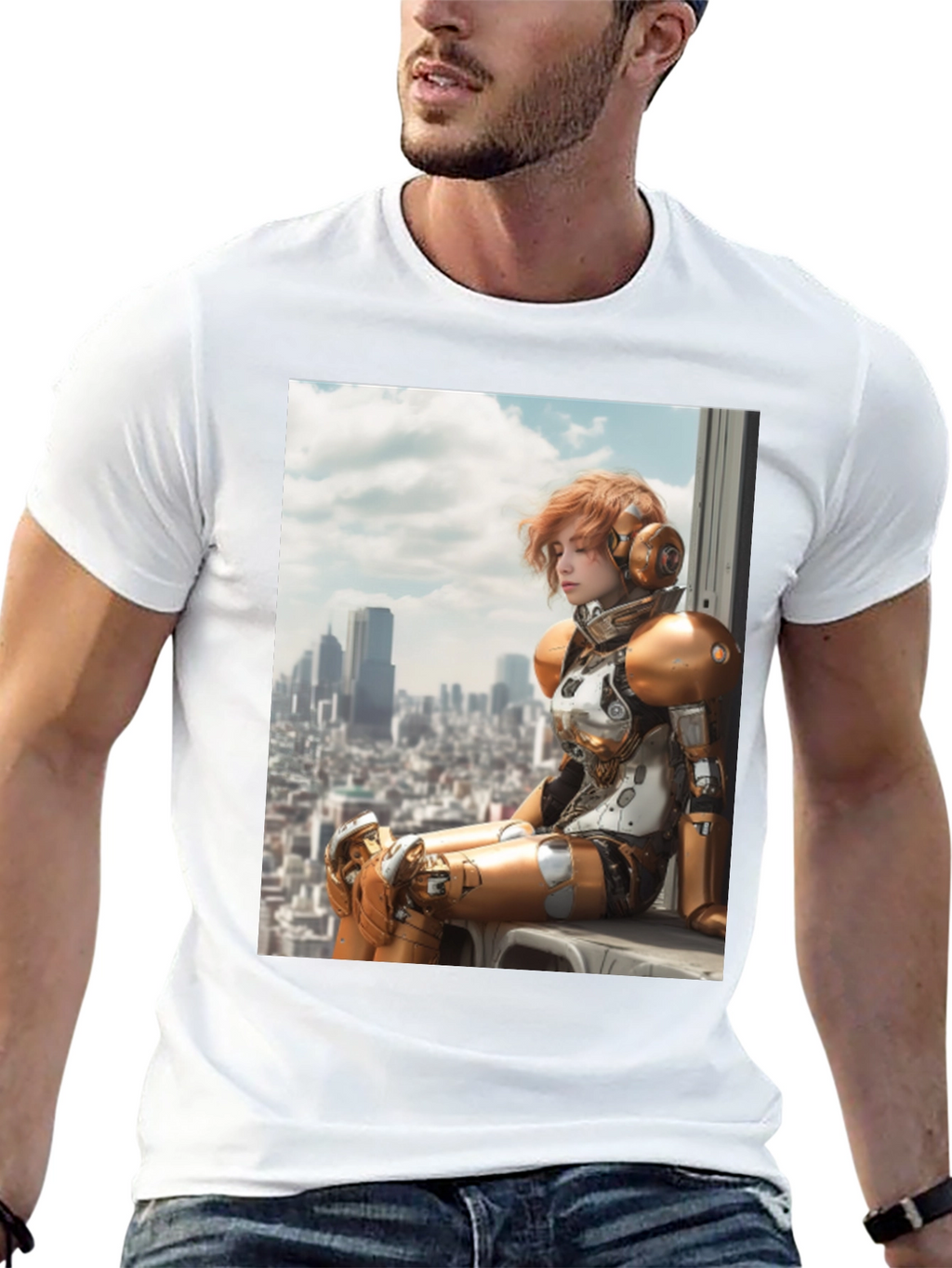 Sci-Fi Warrior Graphic Tee - Black