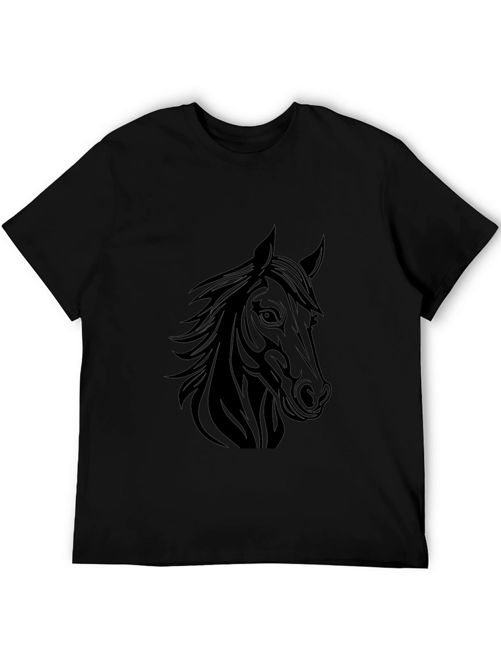 Horse Graphic T-Shirt - Black Crew Neck Tee
