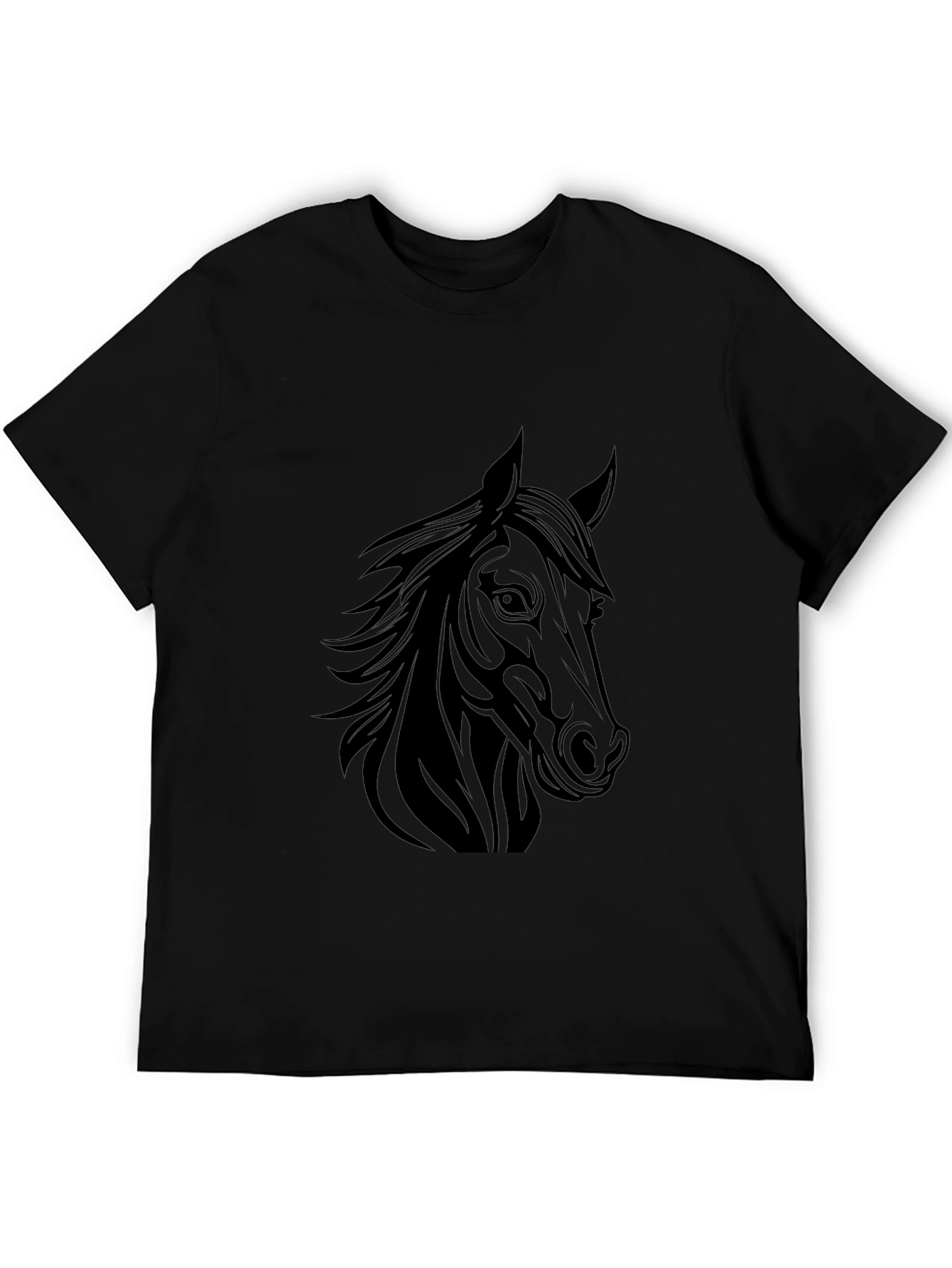 Horse Graphic T-Shirt - Black Crew Neck Tee