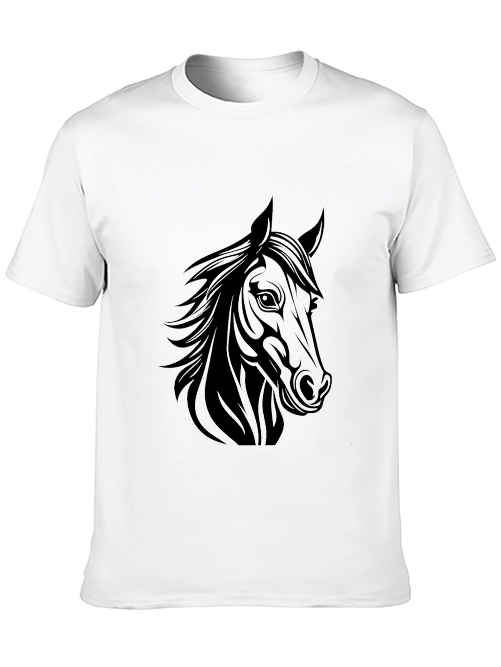 Horse Graphic T-Shirt - Black Crew Neck Tee