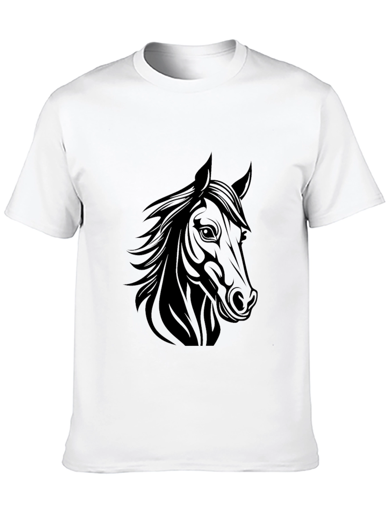 Horse Graphic T-Shirt - Black Crew Neck Tee
