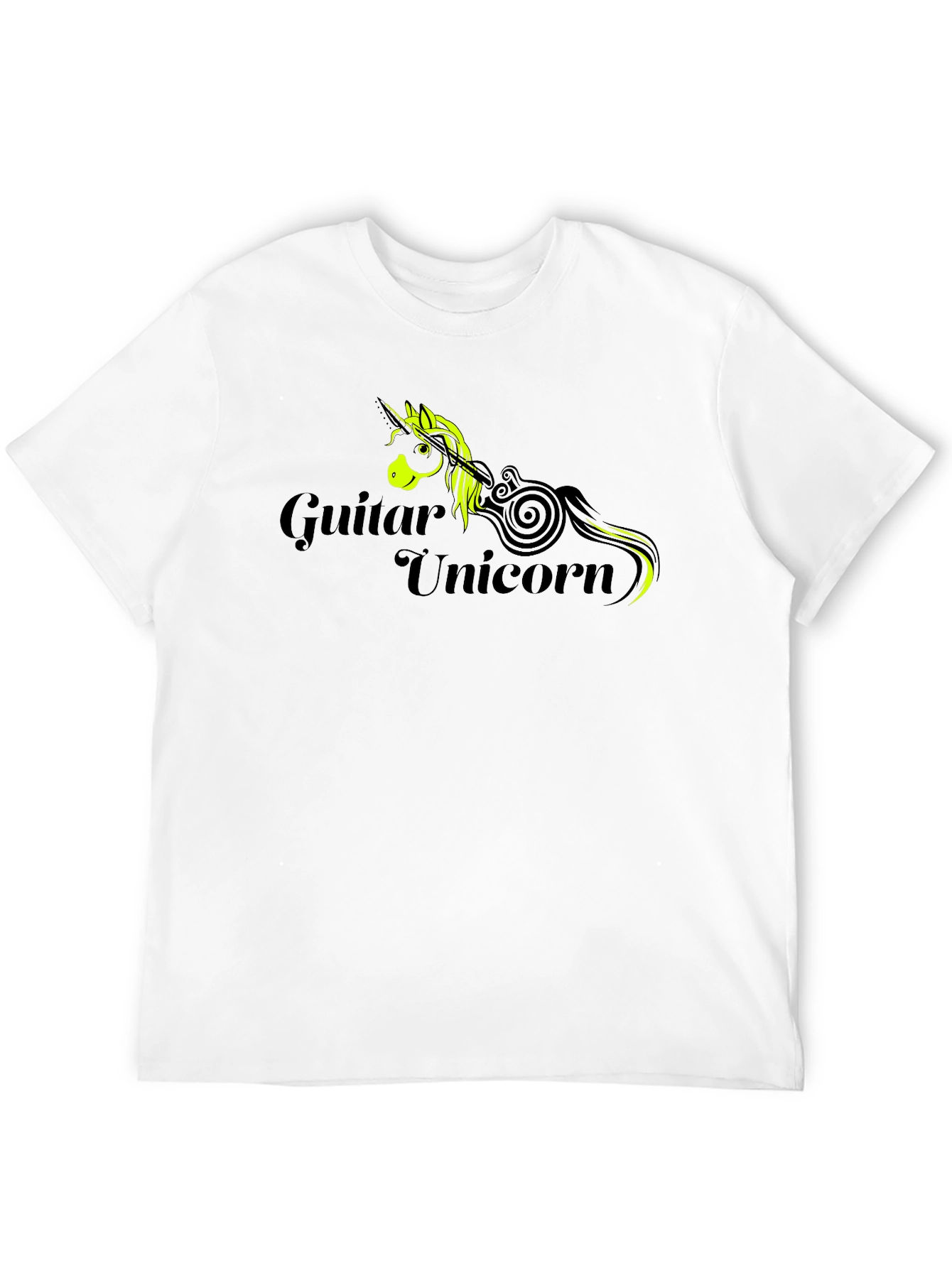 Guitar Unicorn Graphic T-Shirt - Black