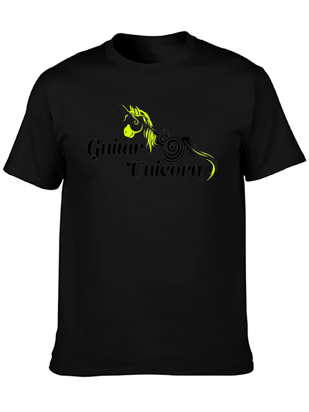 Guitar Unicorn Graphic T-Shirt - Black