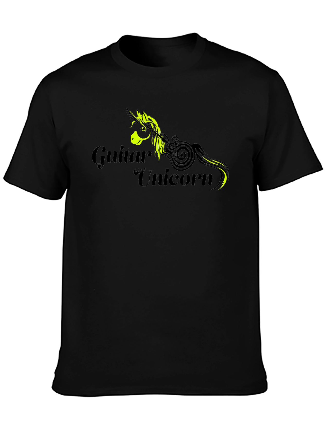 Guitar Unicorn Graphic T-Shirt - Black