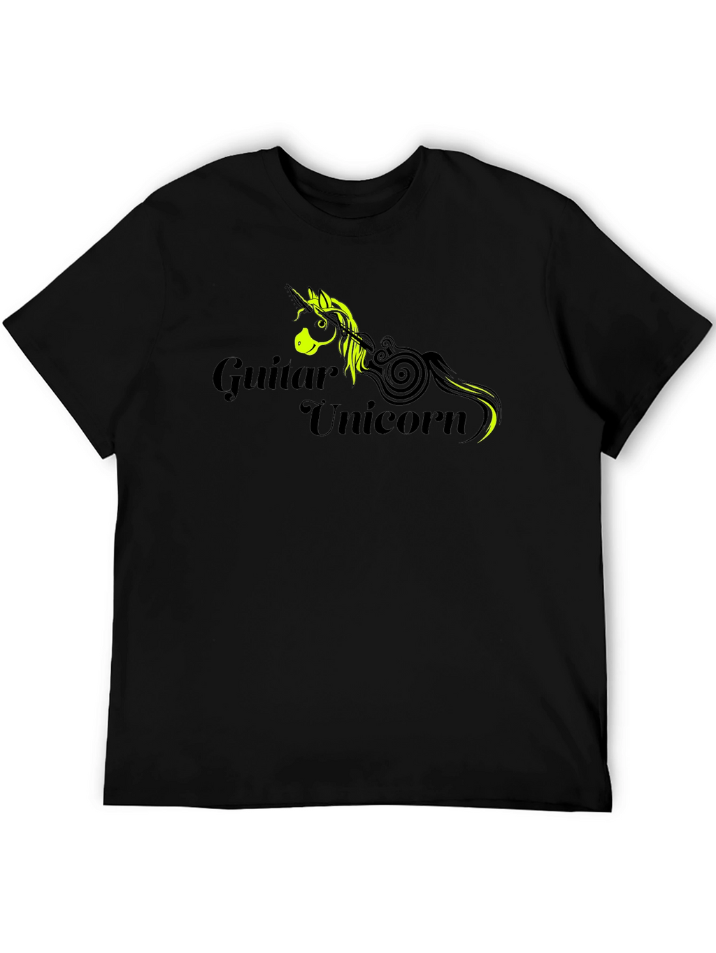 Guitar Unicorn Graphic T-Shirt - Black