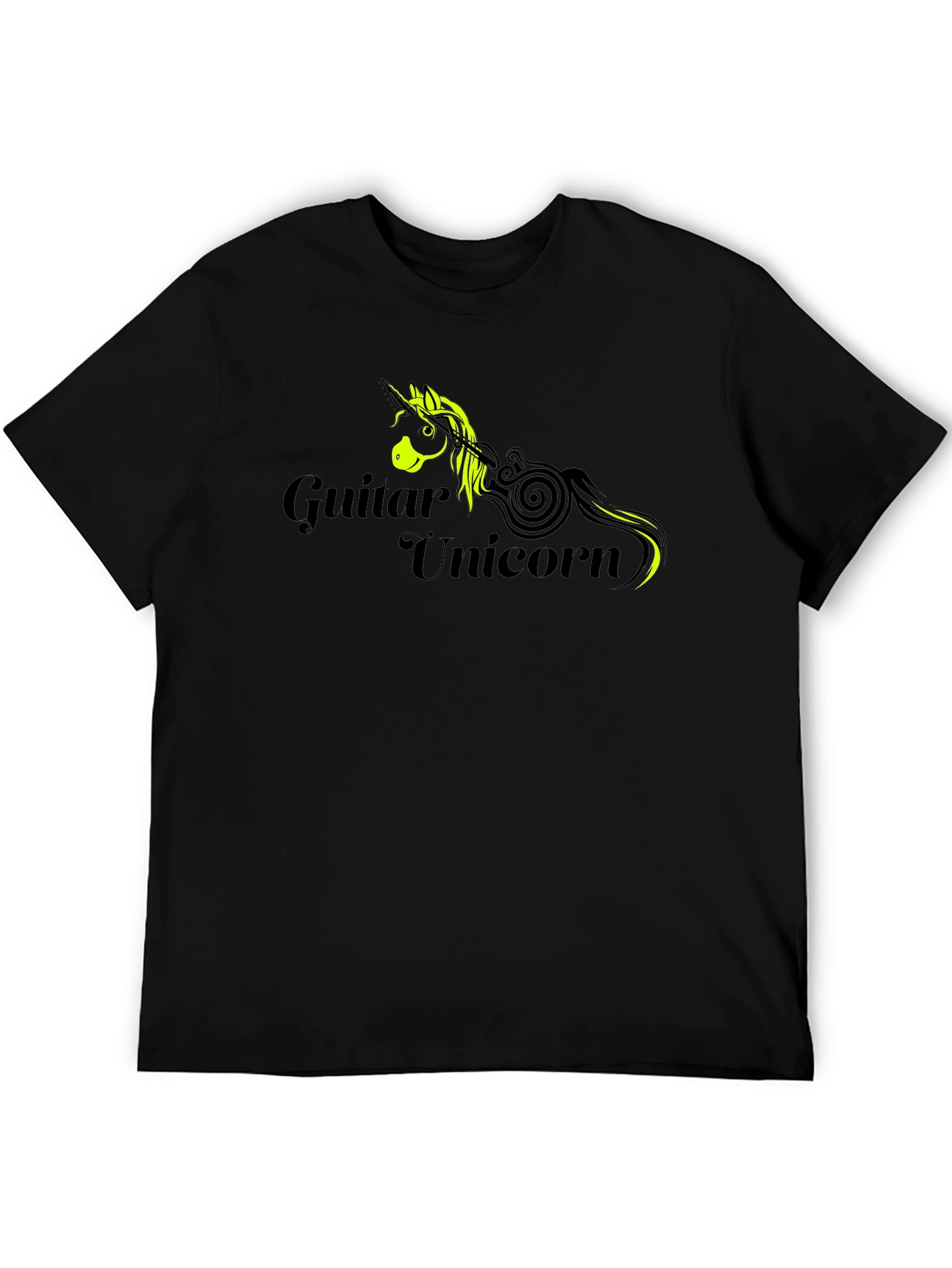 Guitar Unicorn Graphic T-Shirt - Black