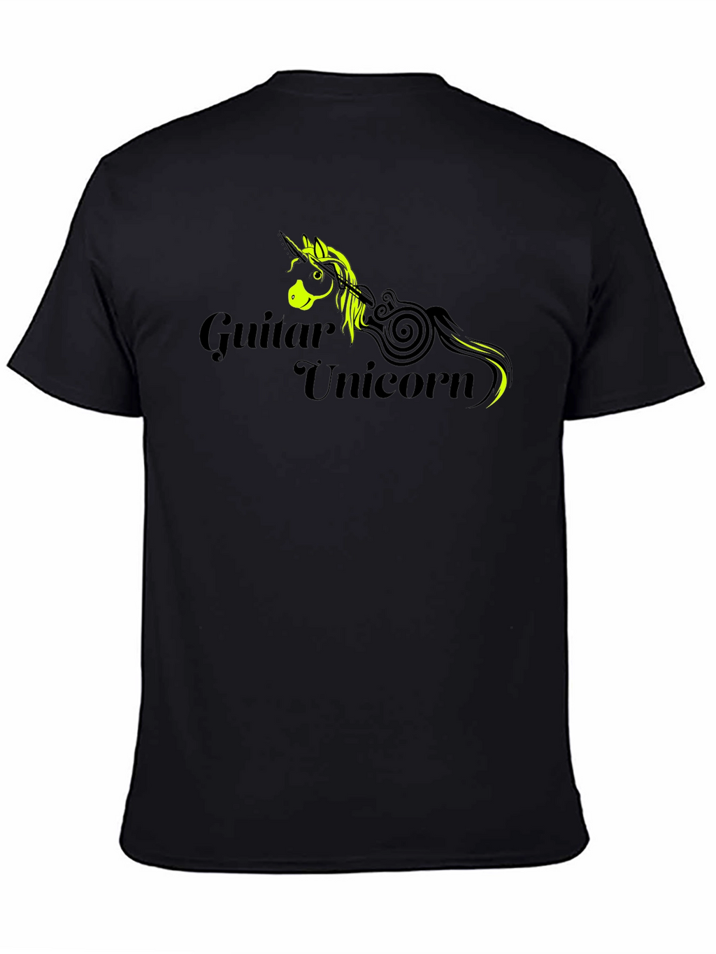 Guitar Unicorn Graphic T-Shirt - Black