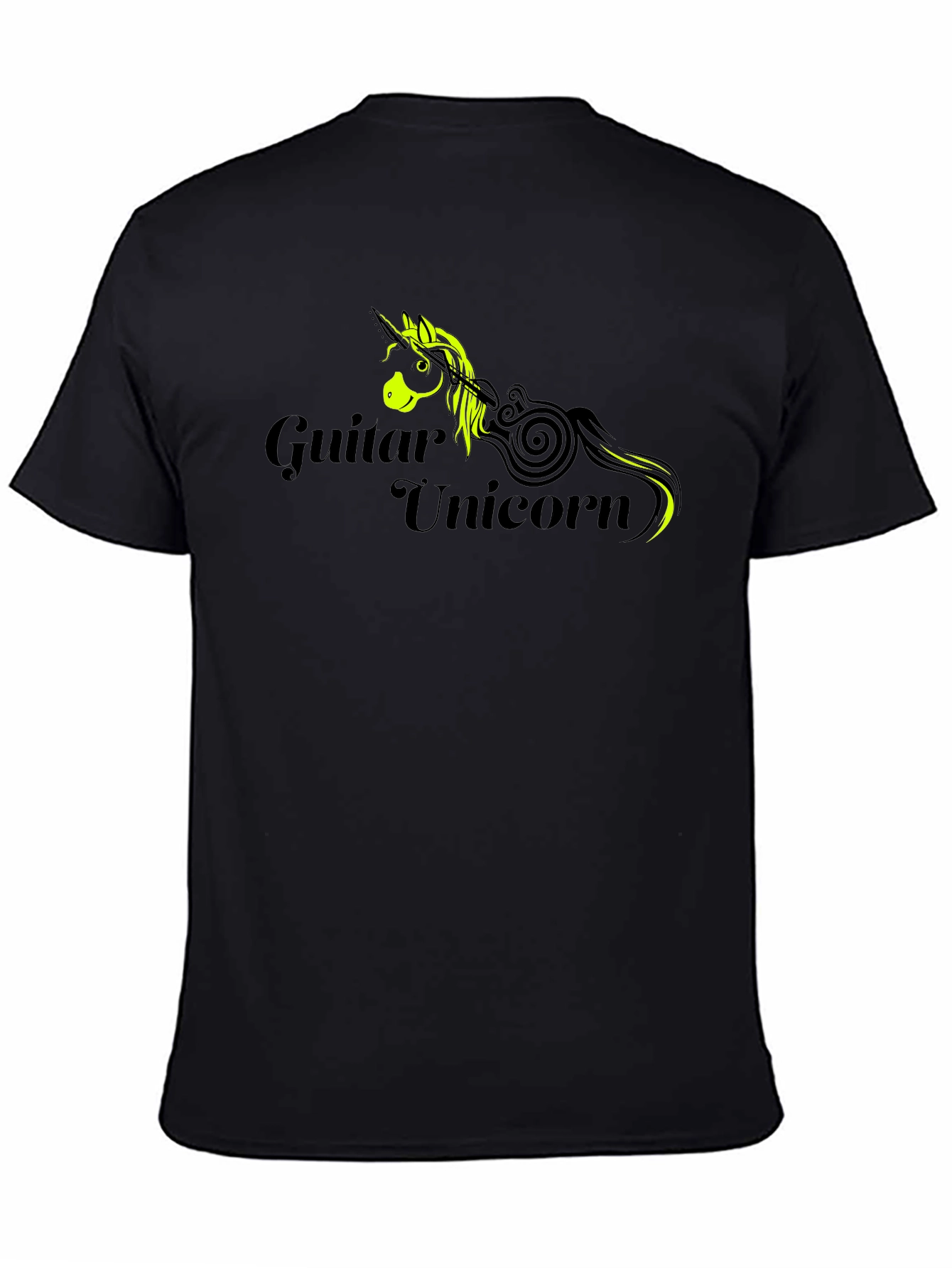 Guitar Unicorn Graphic T-Shirt - Black