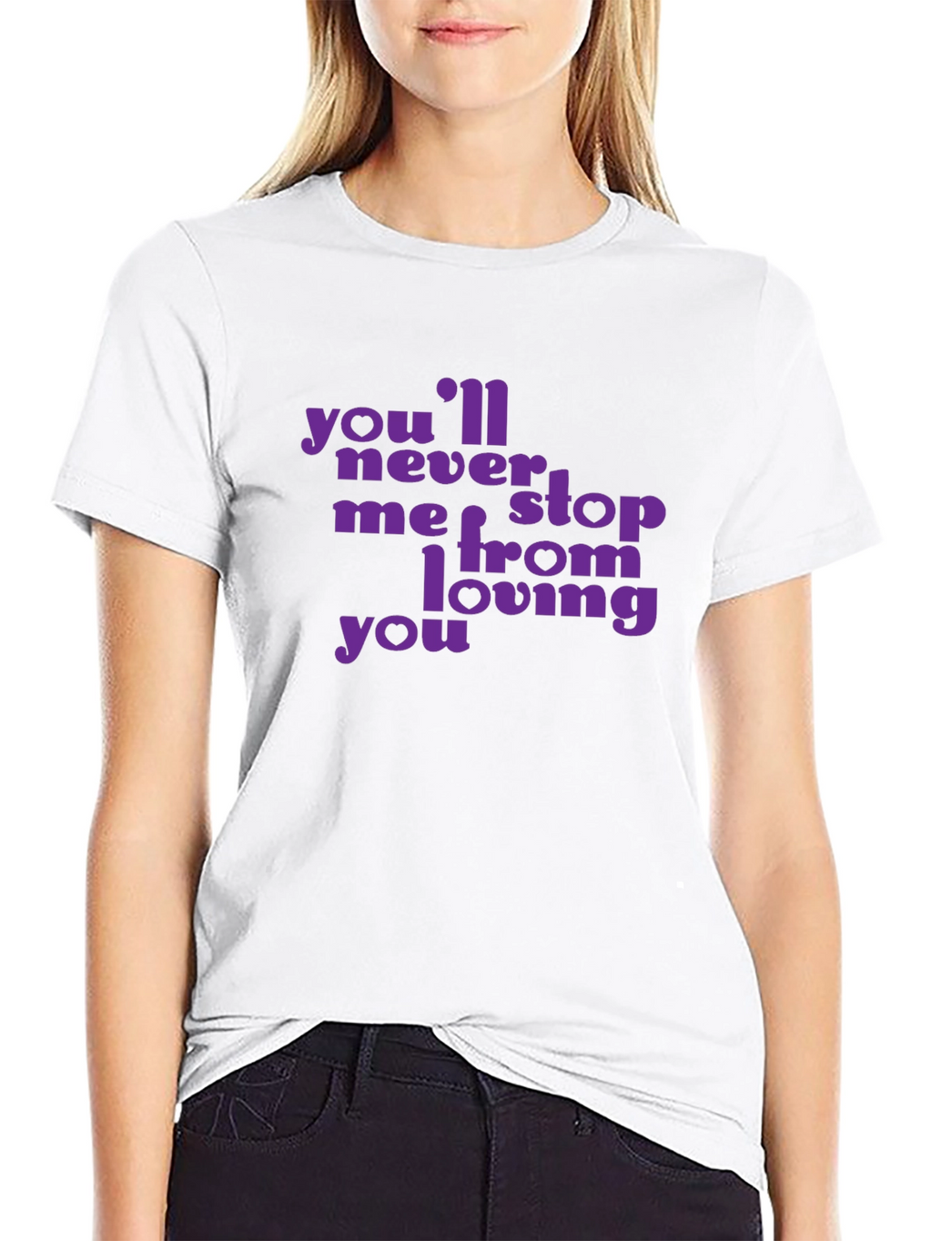 Purple Text Graphic Black T-Shirt