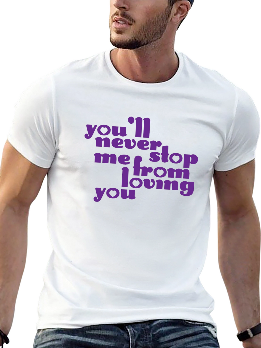 Purple Text Graphic Black T-Shirt