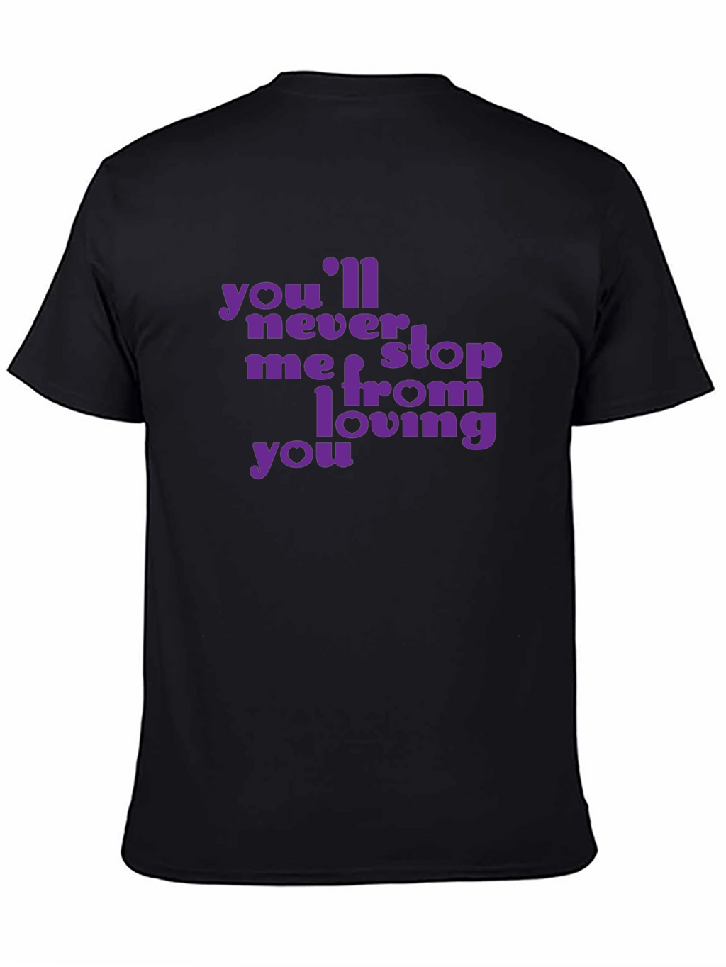 Purple Text Graphic Black T-Shirt