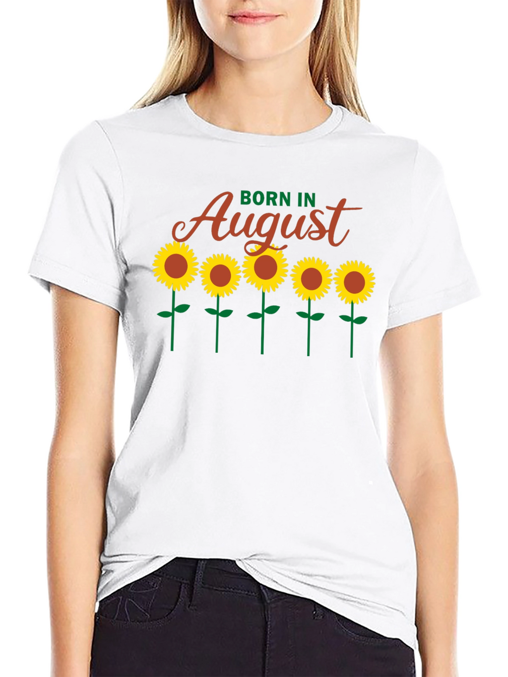 Born In August Sunflower Graphic Tee