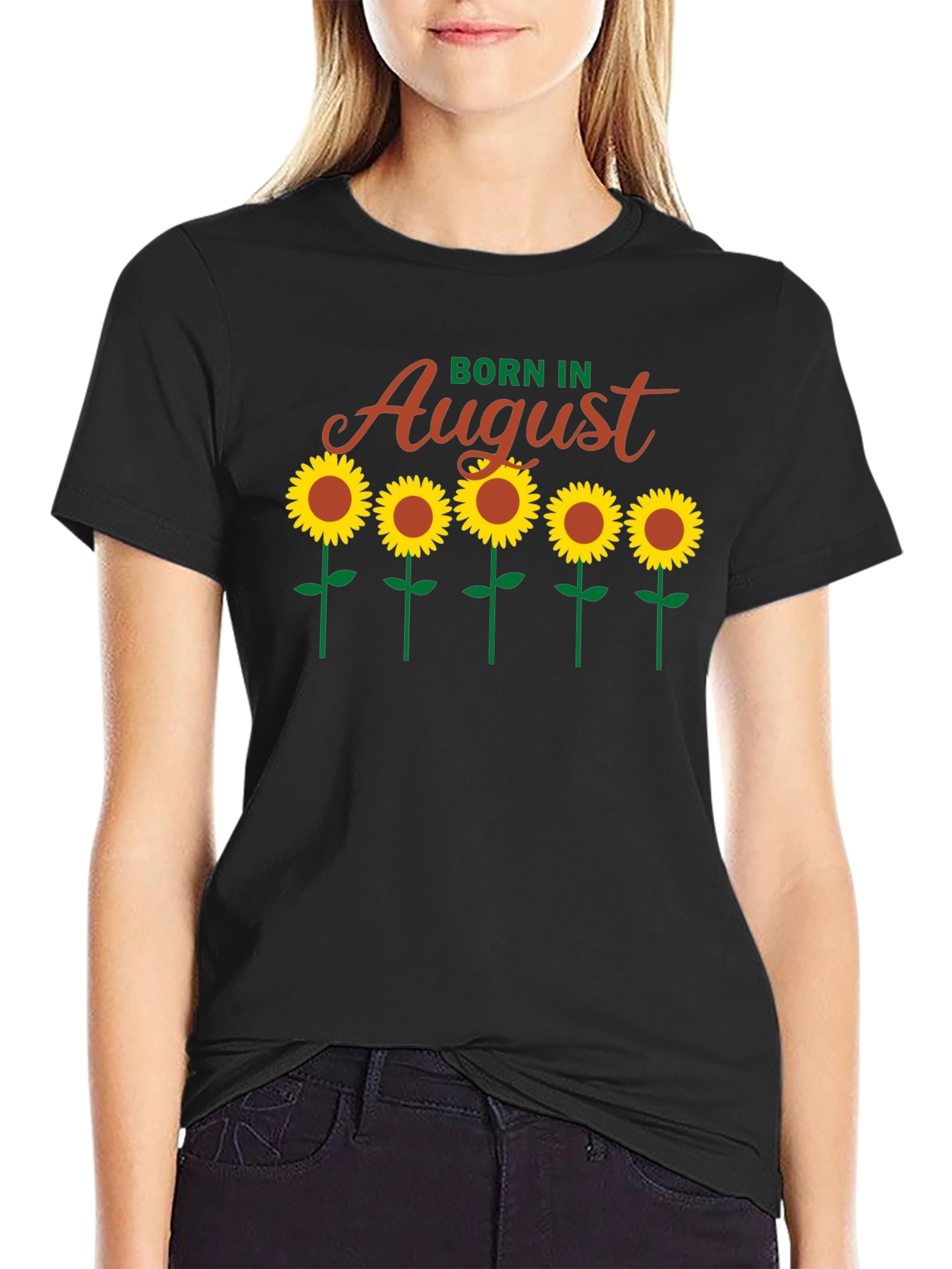 Born In August Sunflower Graphic Tee