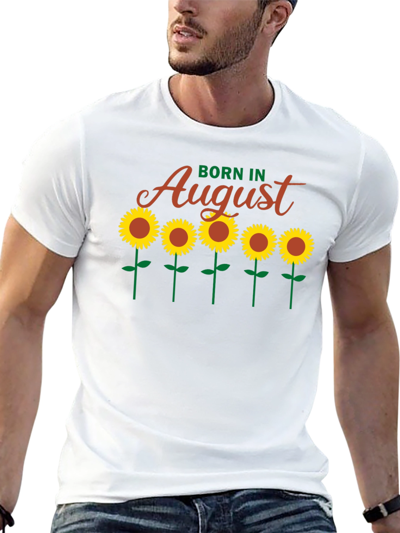 Born In August Sunflower Graphic Tee