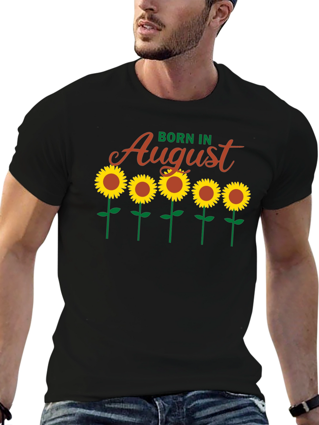 Born In August Sunflower Graphic Tee