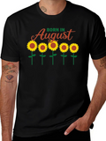 Born In August Sunflower Graphic Tee
