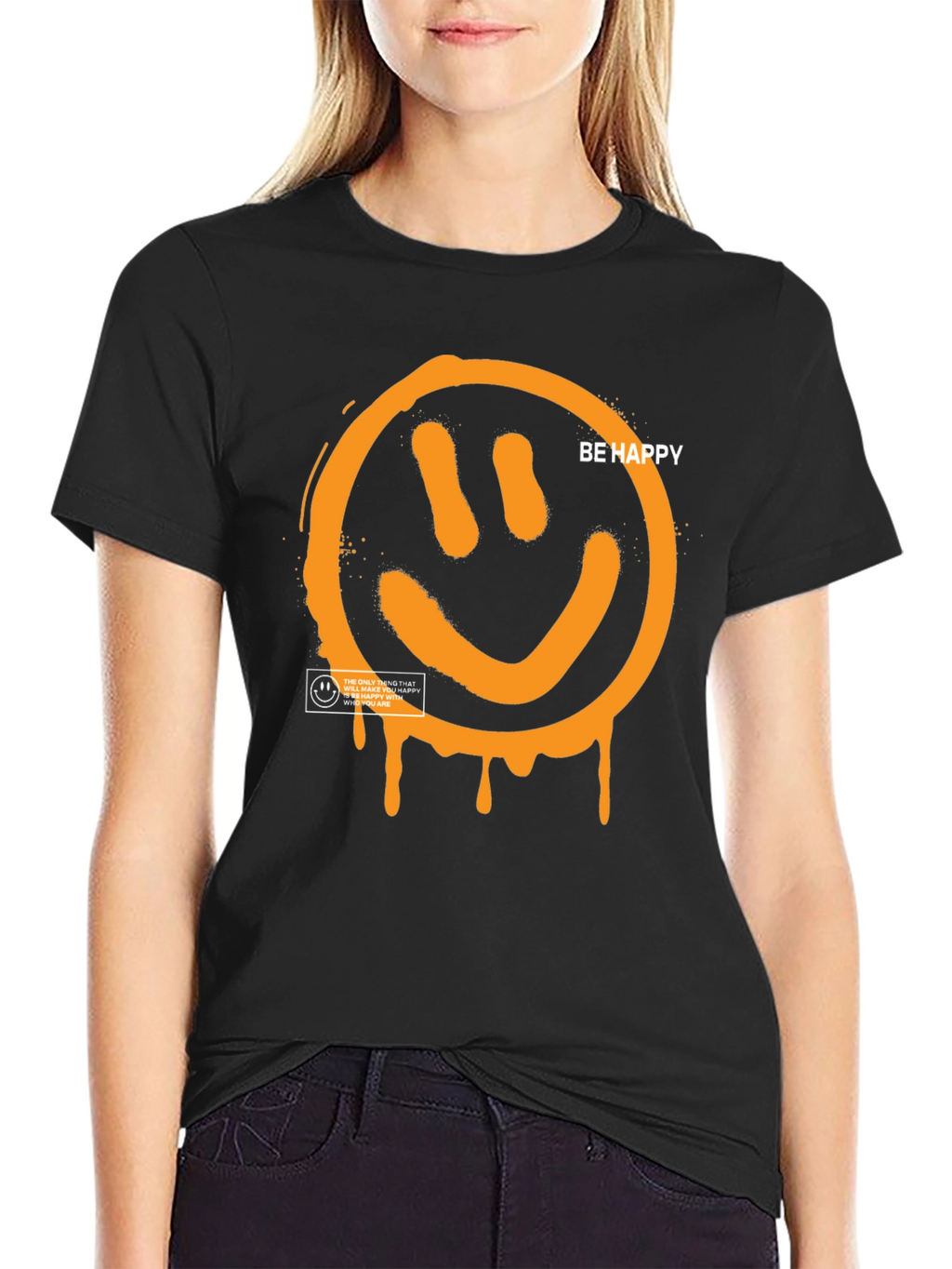 Be Happy Graphic Tee - Black