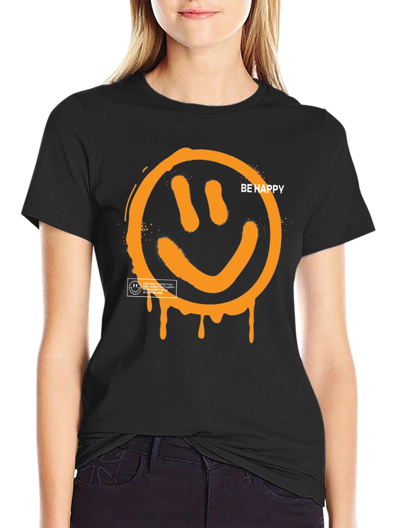 Be Happy Graphic Tee - Black