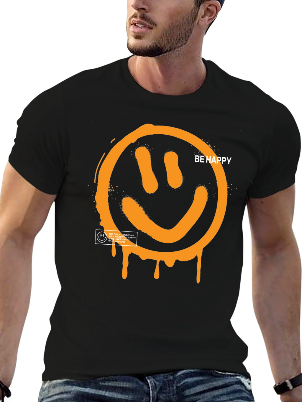 Be Happy Graphic Tee - Black
