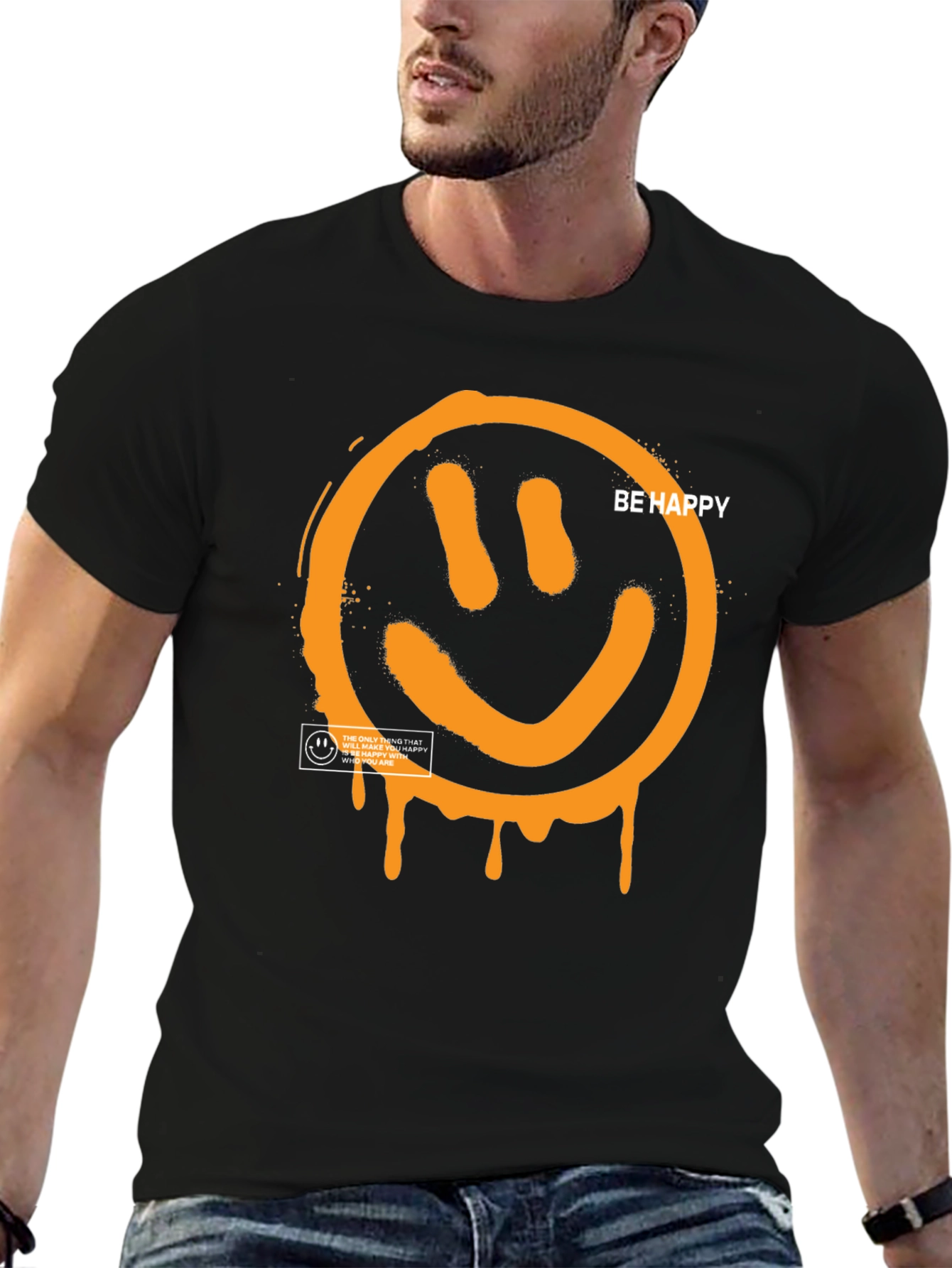 Be Happy Graphic Tee - Black