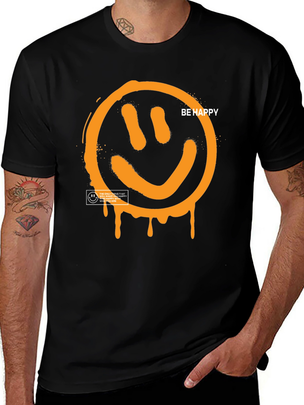Be Happy Graphic Tee - Black