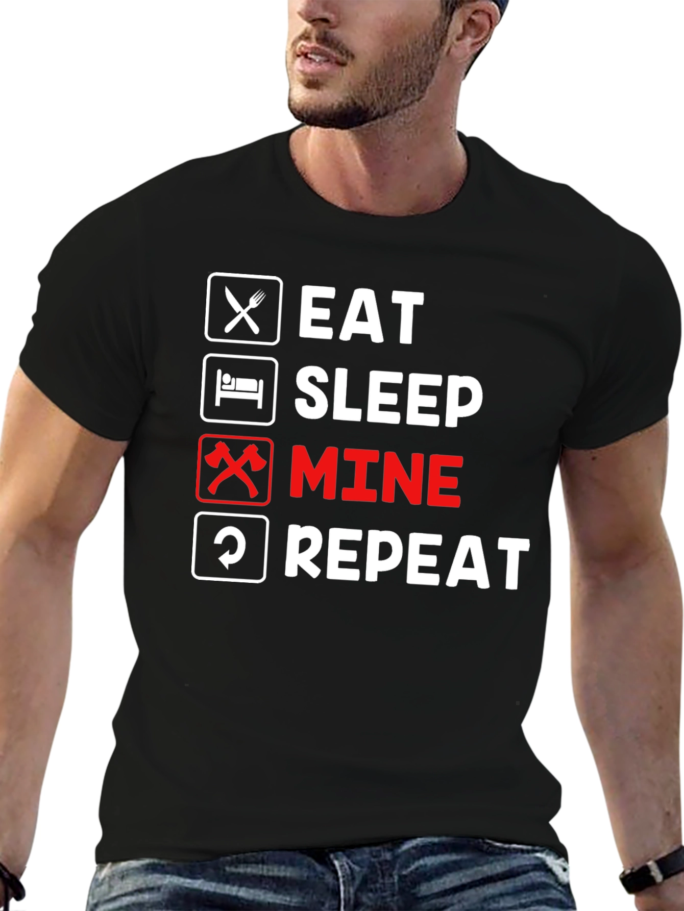 Eat Sleep Mine Repeat Graphic Tee