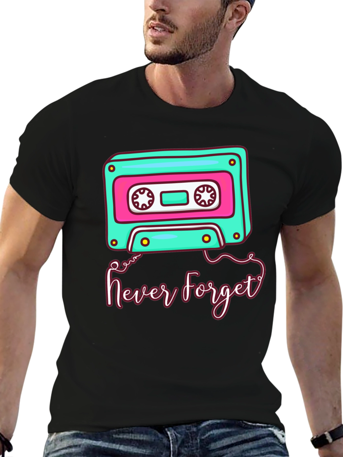 Retro Cassette Tape Never Forget Graphic Tee