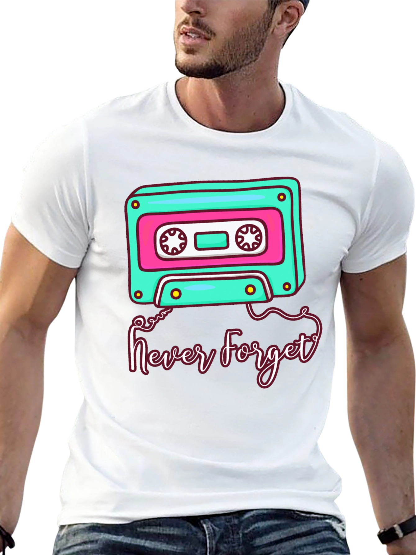 Retro Cassette Tape Never Forget Graphic Tee
