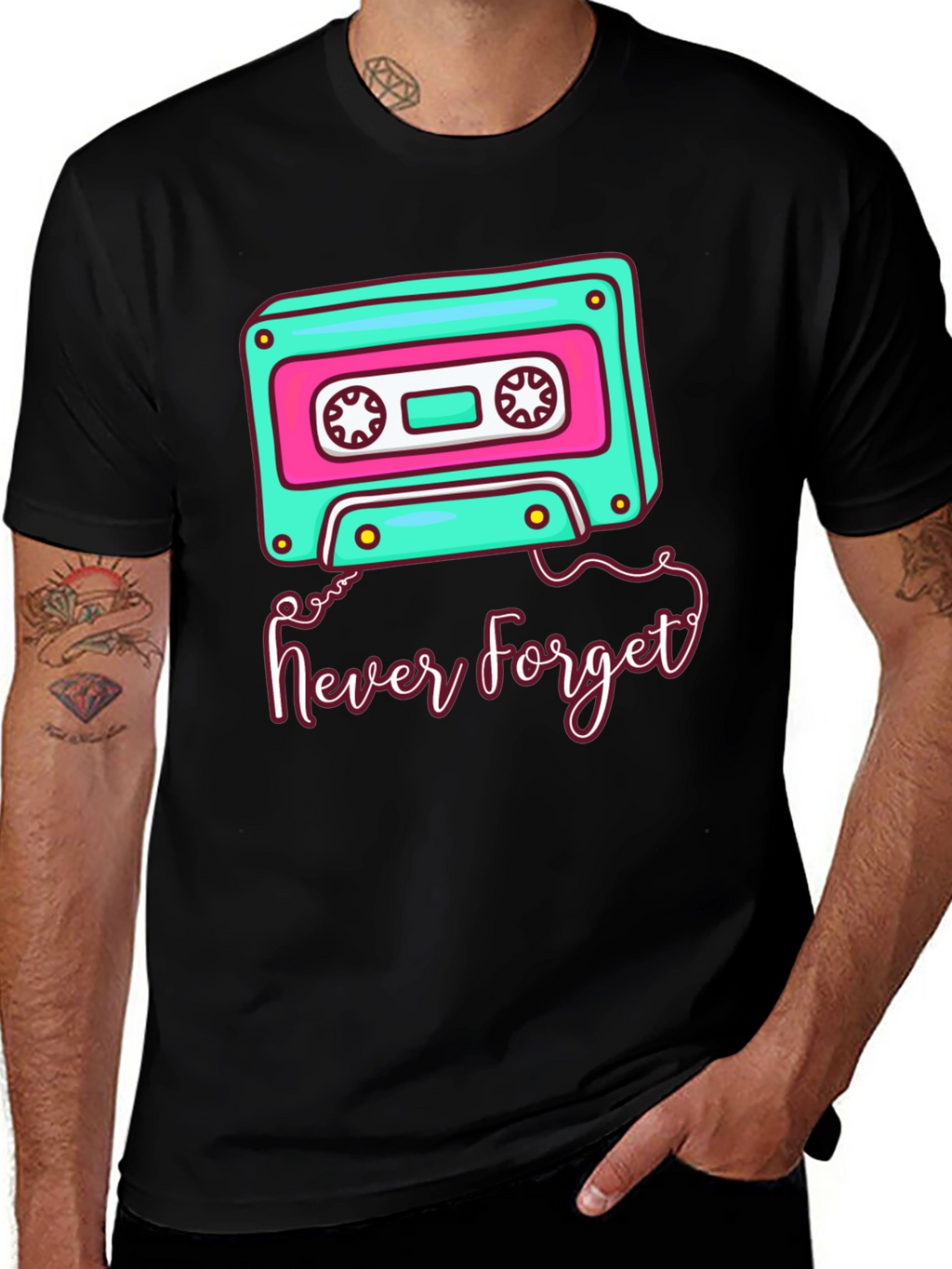 Retro Cassette Tape Never Forget Graphic Tee