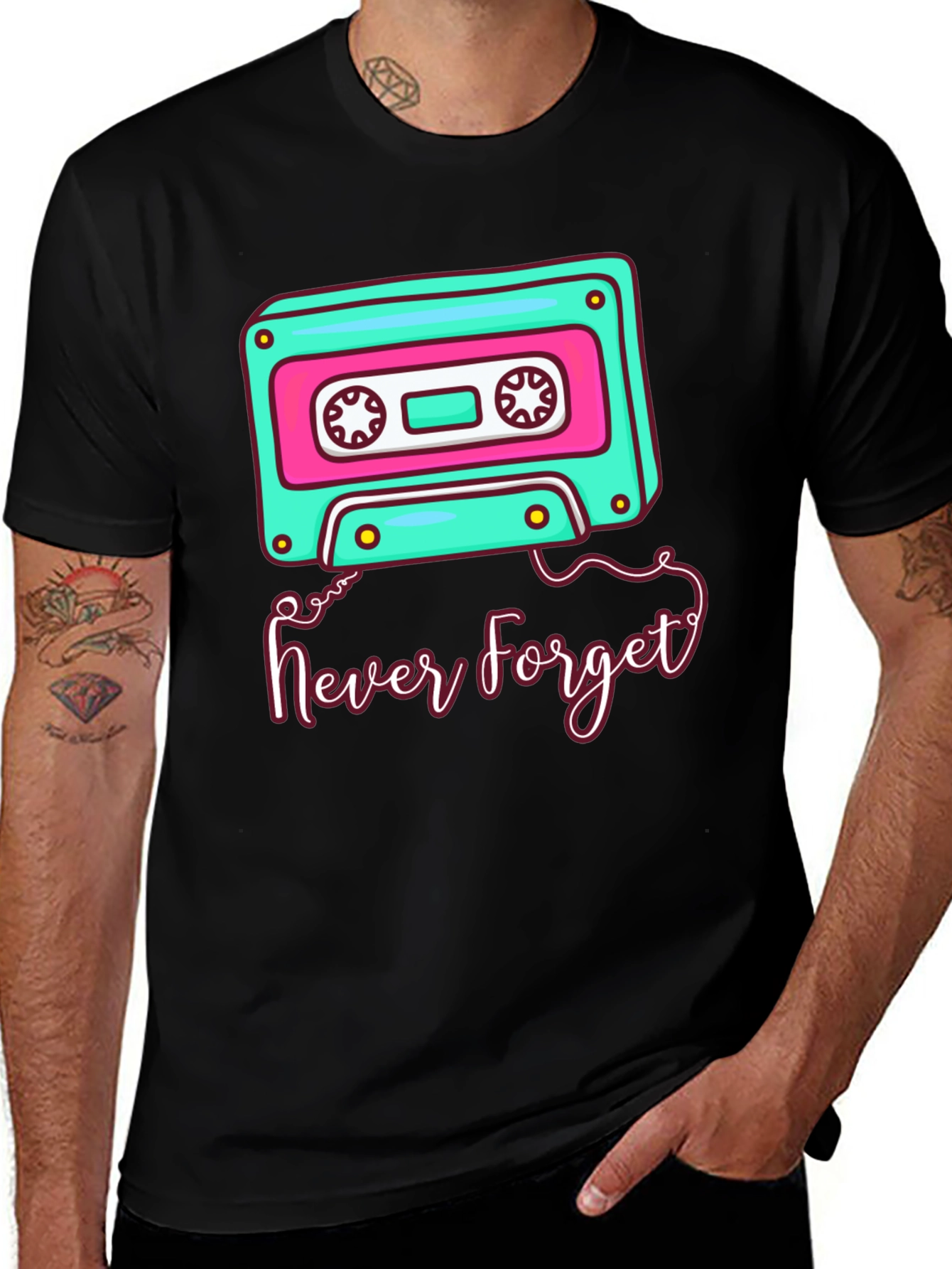 Retro Cassette Tape Never Forget Graphic Tee