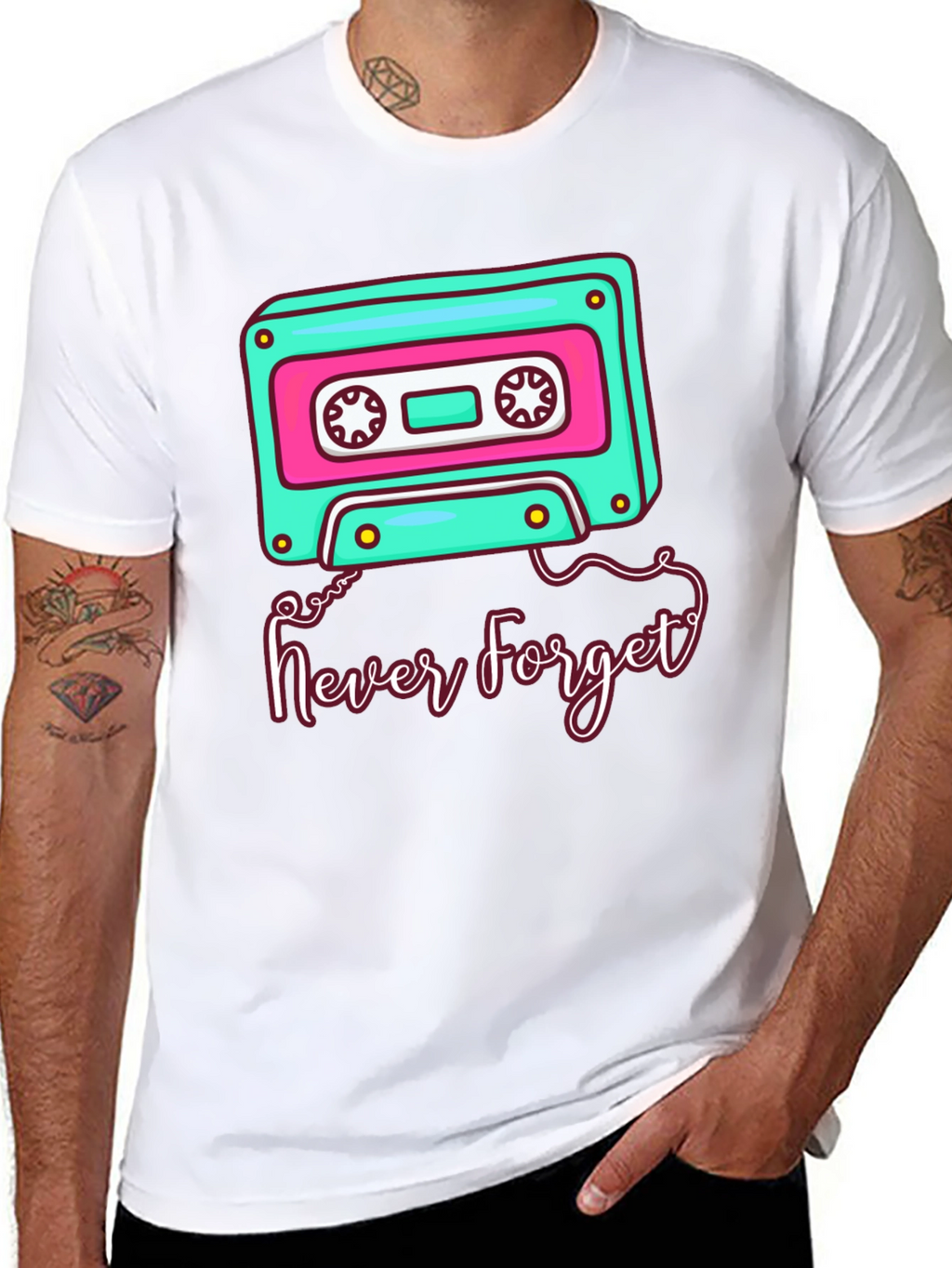 Retro Cassette Tape Never Forget Graphic Tee