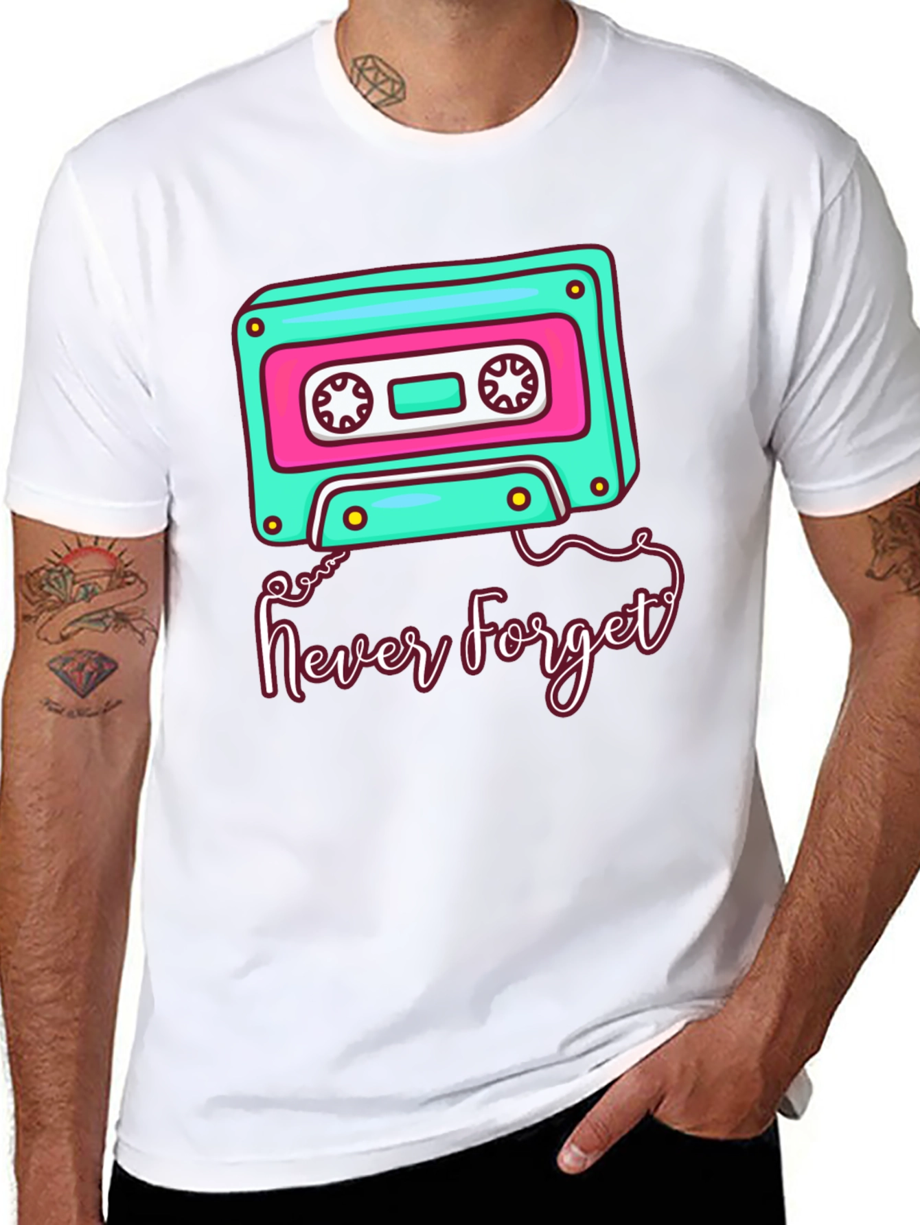 Retro Cassette Tape Never Forget Graphic Tee