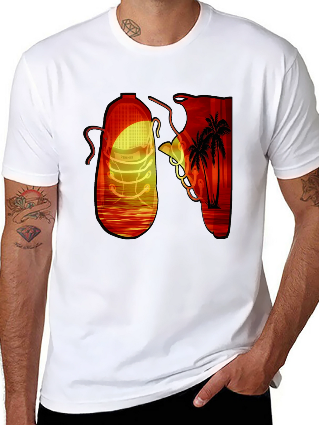 Sunset Shoe Graphic Tee - Cool Retro Style