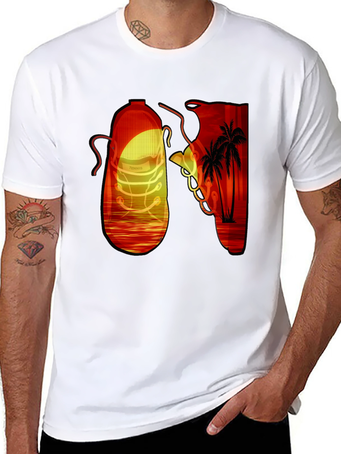 Sunset Shoe Graphic Tee - Cool Retro Style