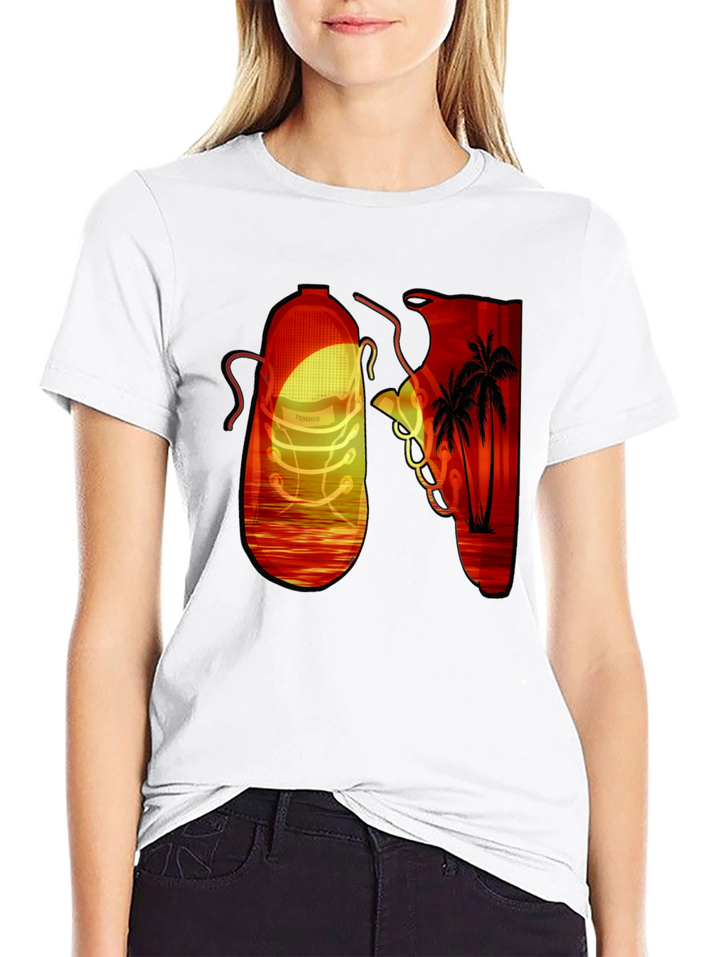 Sunset Shoe Graphic Tee - Cool Retro Style