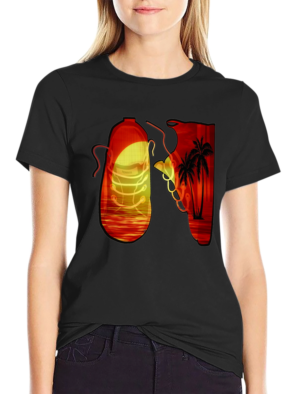 Sunset Shoe Graphic Tee - Cool Retro Style