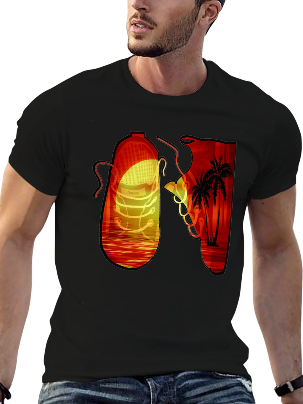 Sunset Shoe Graphic Tee - Cool Retro Style