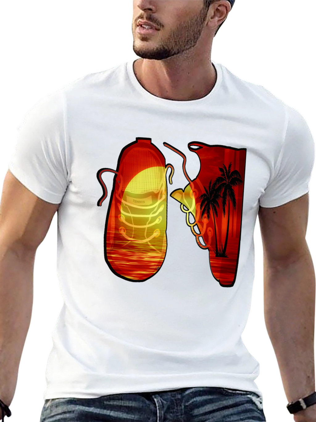 Sunset Shoe Graphic Tee - Cool Retro Style