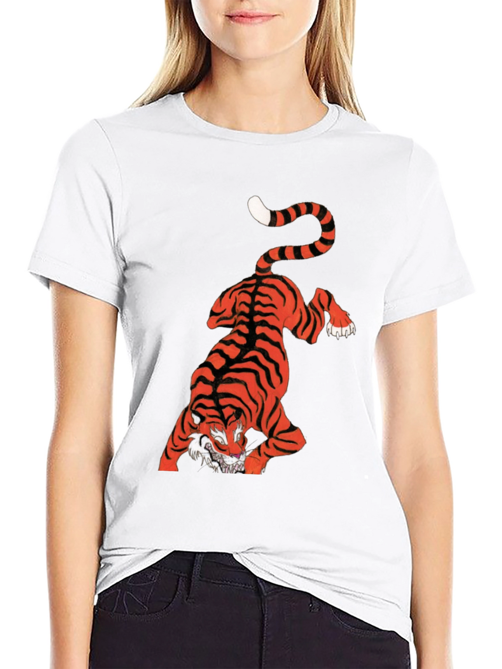 Mens Graphic Tee - Tiger Print Black T-Shirt