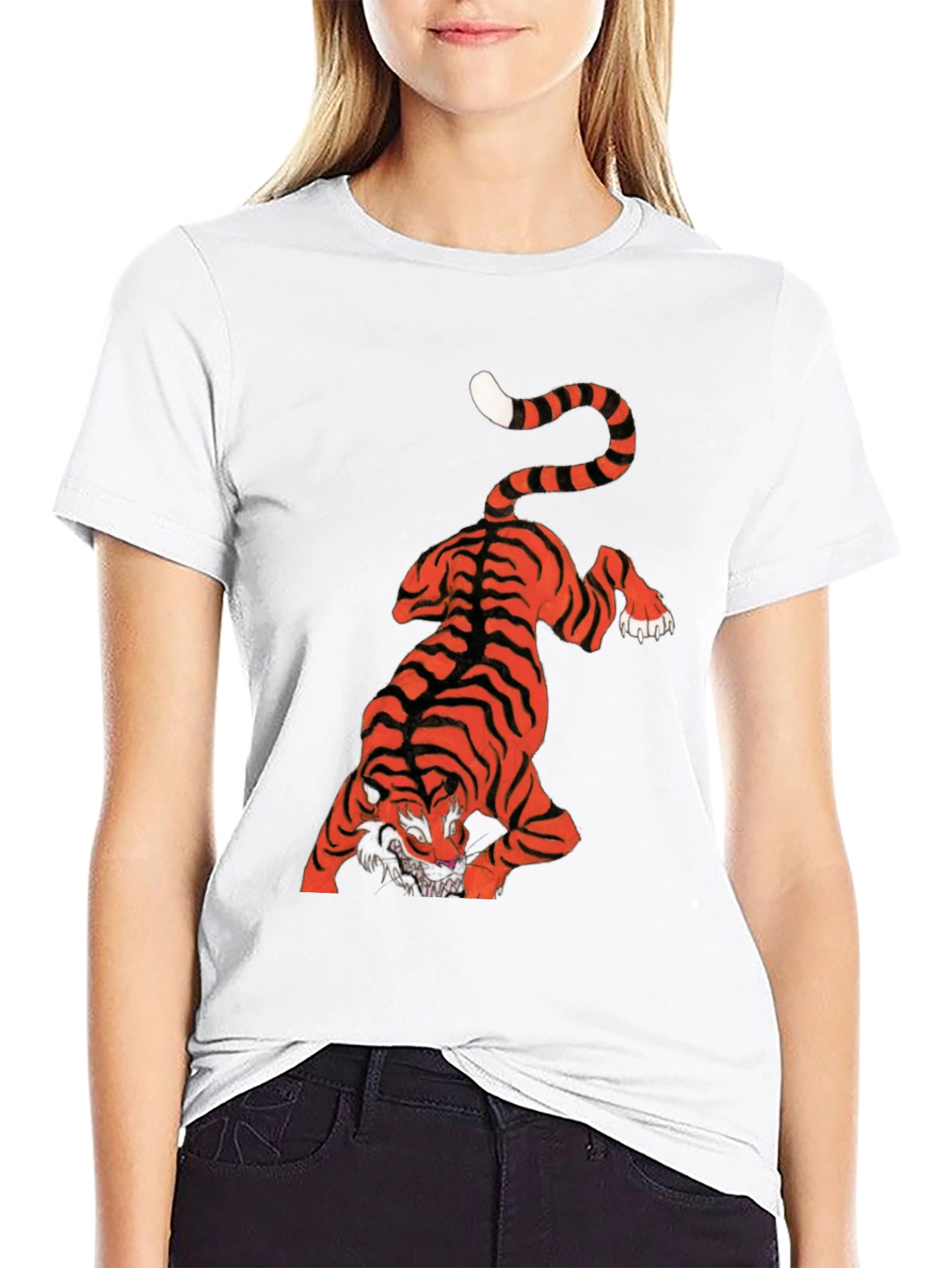 Mens Graphic Tee - Tiger Print Black T-Shirt