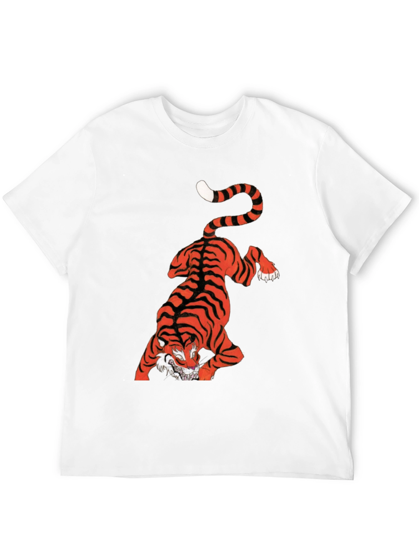 Mens Graphic Tee - Tiger Print Black T-Shirt