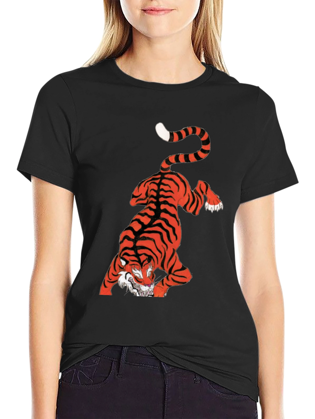 Mens Graphic Tee - Tiger Print Black T-Shirt
