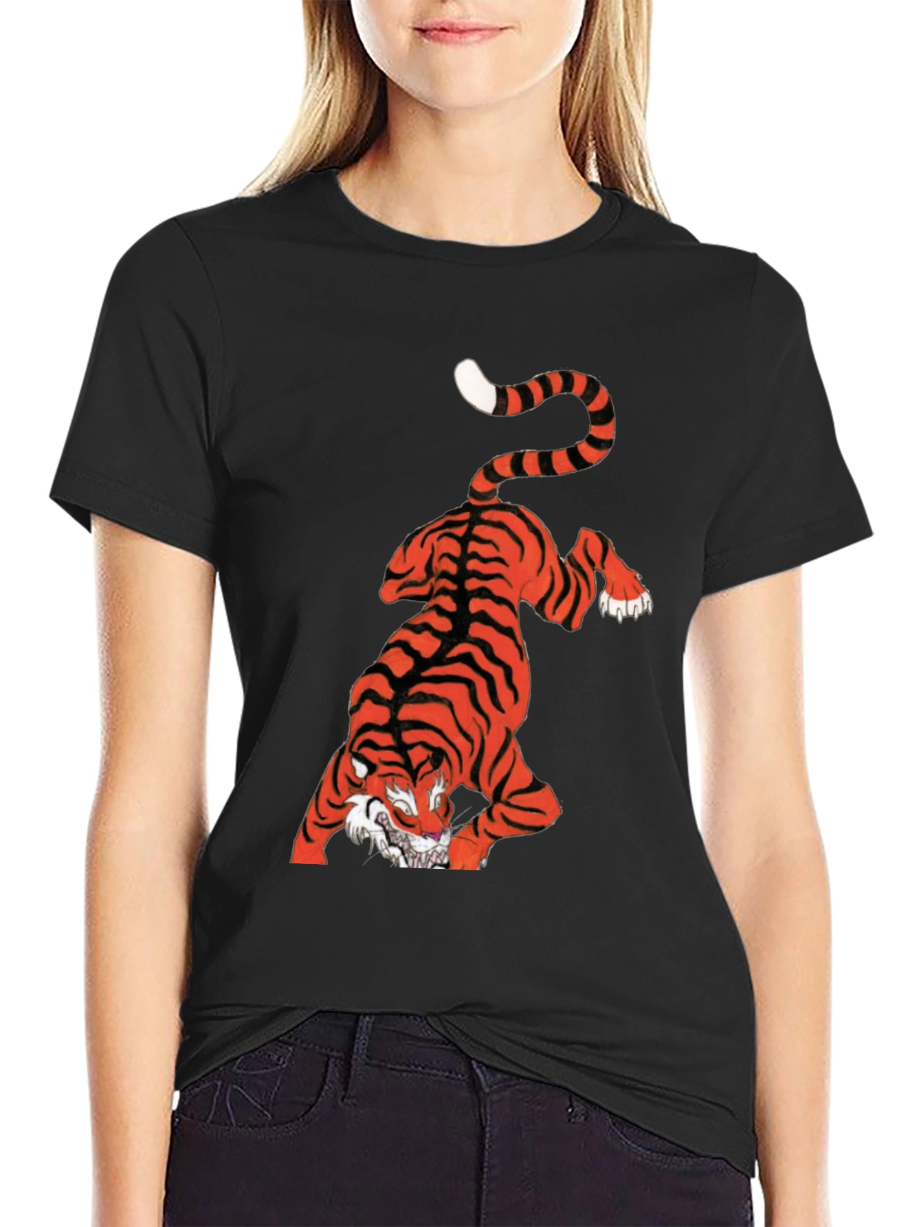 Mens Graphic Tee - Tiger Print Black T-Shirt