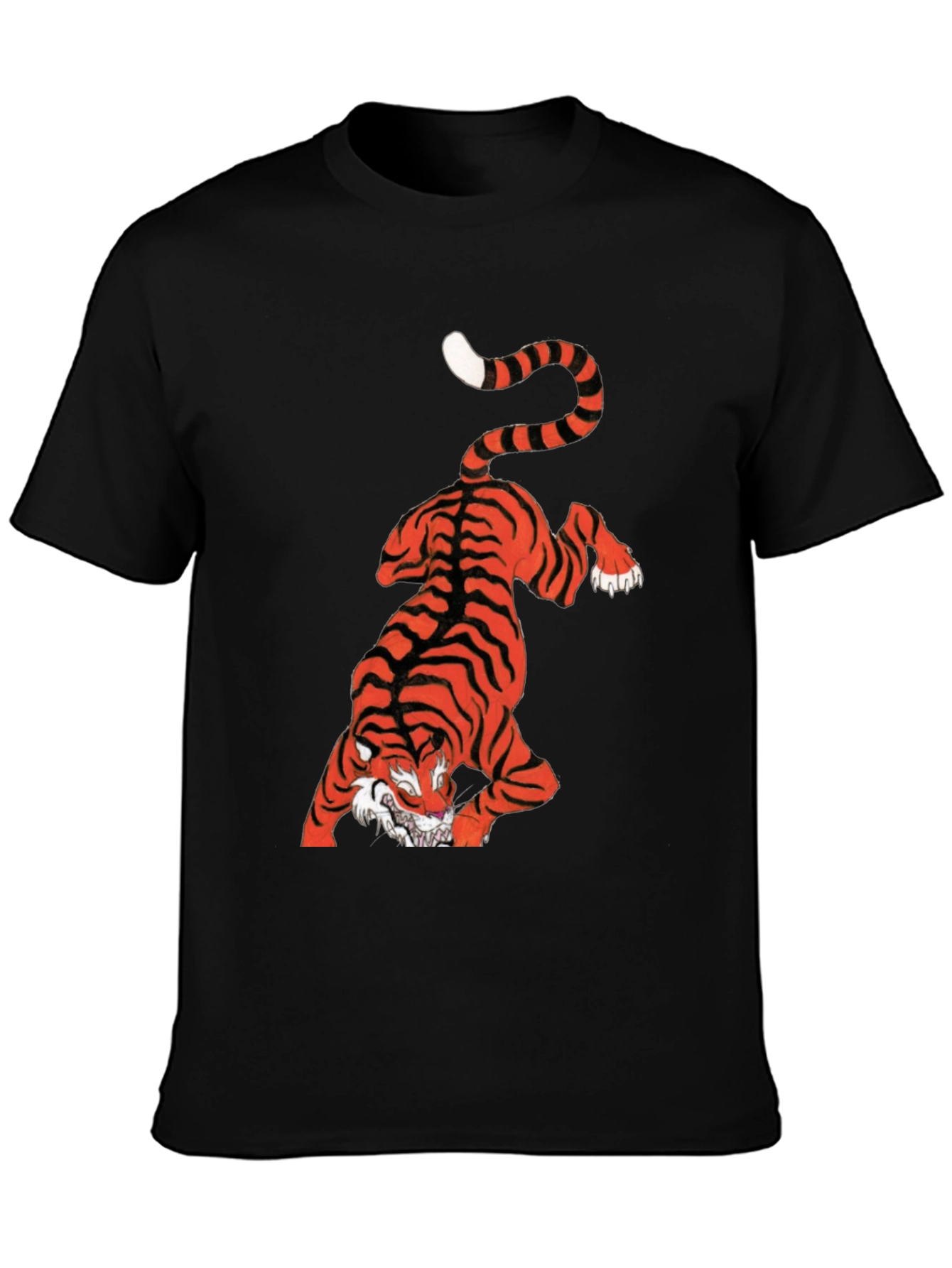 Mens Graphic Tee - Tiger Print Black T-Shirt