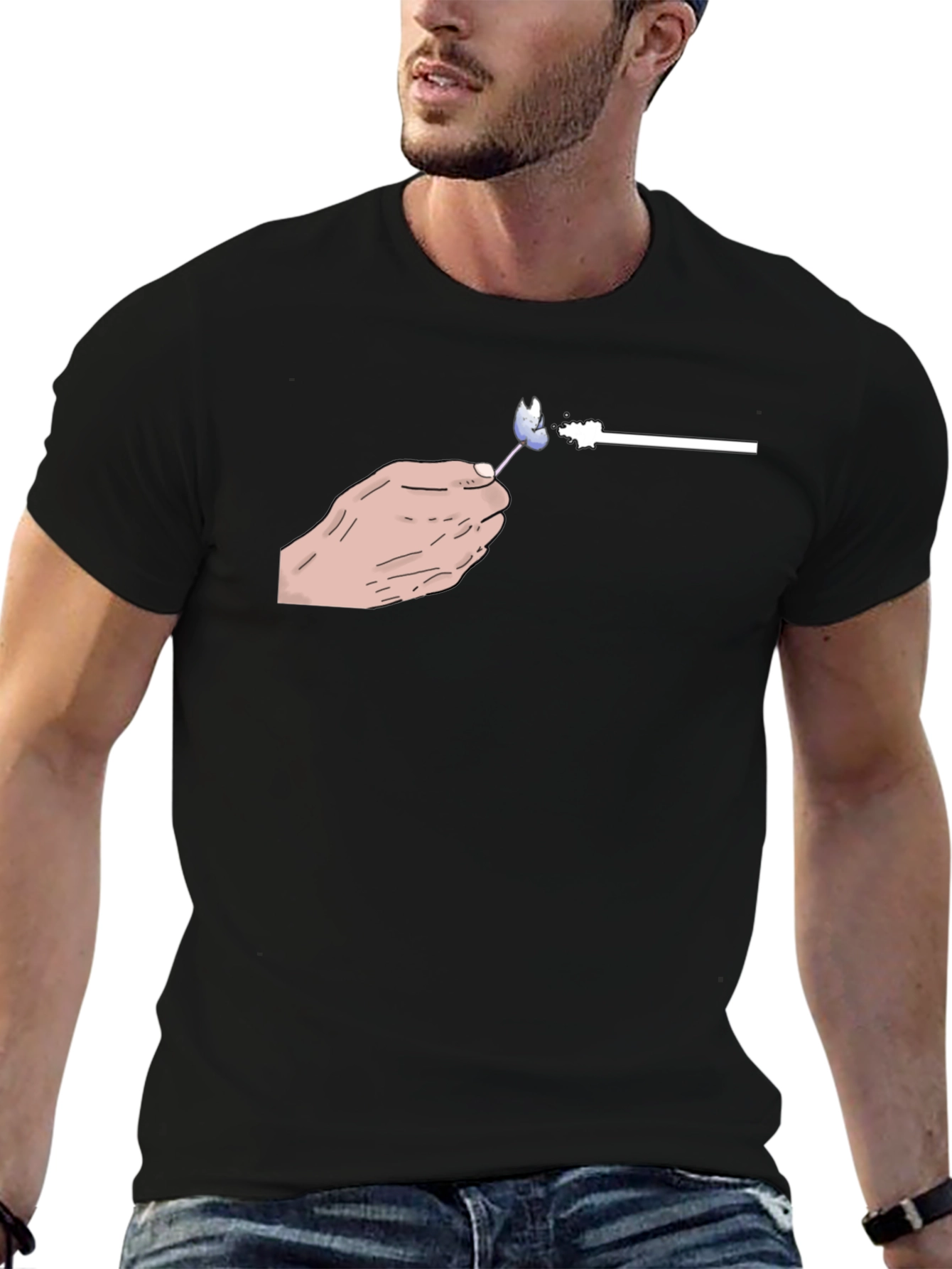 Hand-Drawn Lollipop Graphic Black T-Shirt