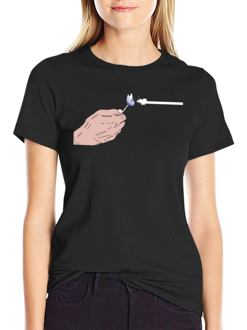 Hand-Drawn Lollipop Graphic Black T-Shirt