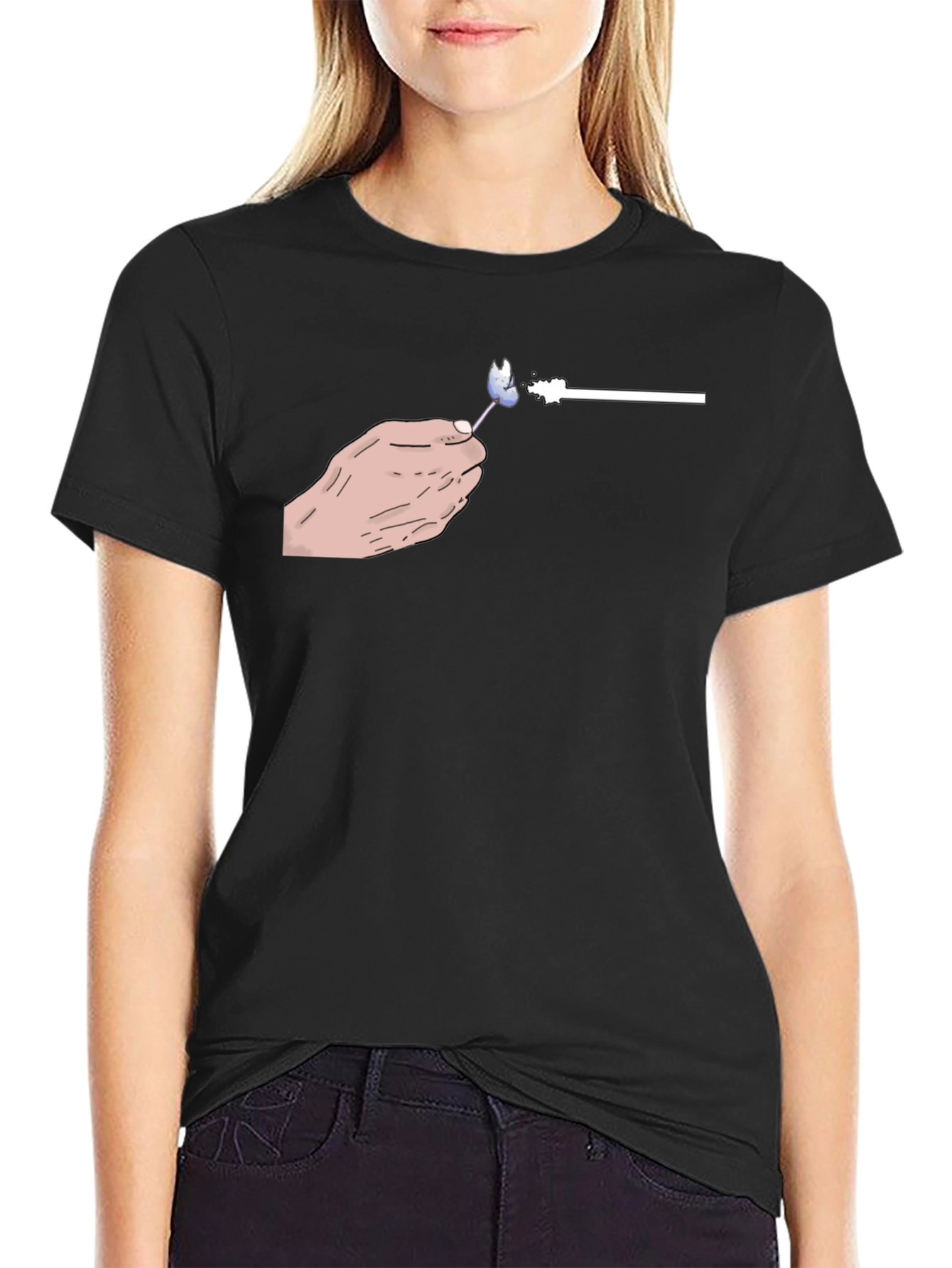Hand-Drawn Lollipop Graphic Black T-Shirt
