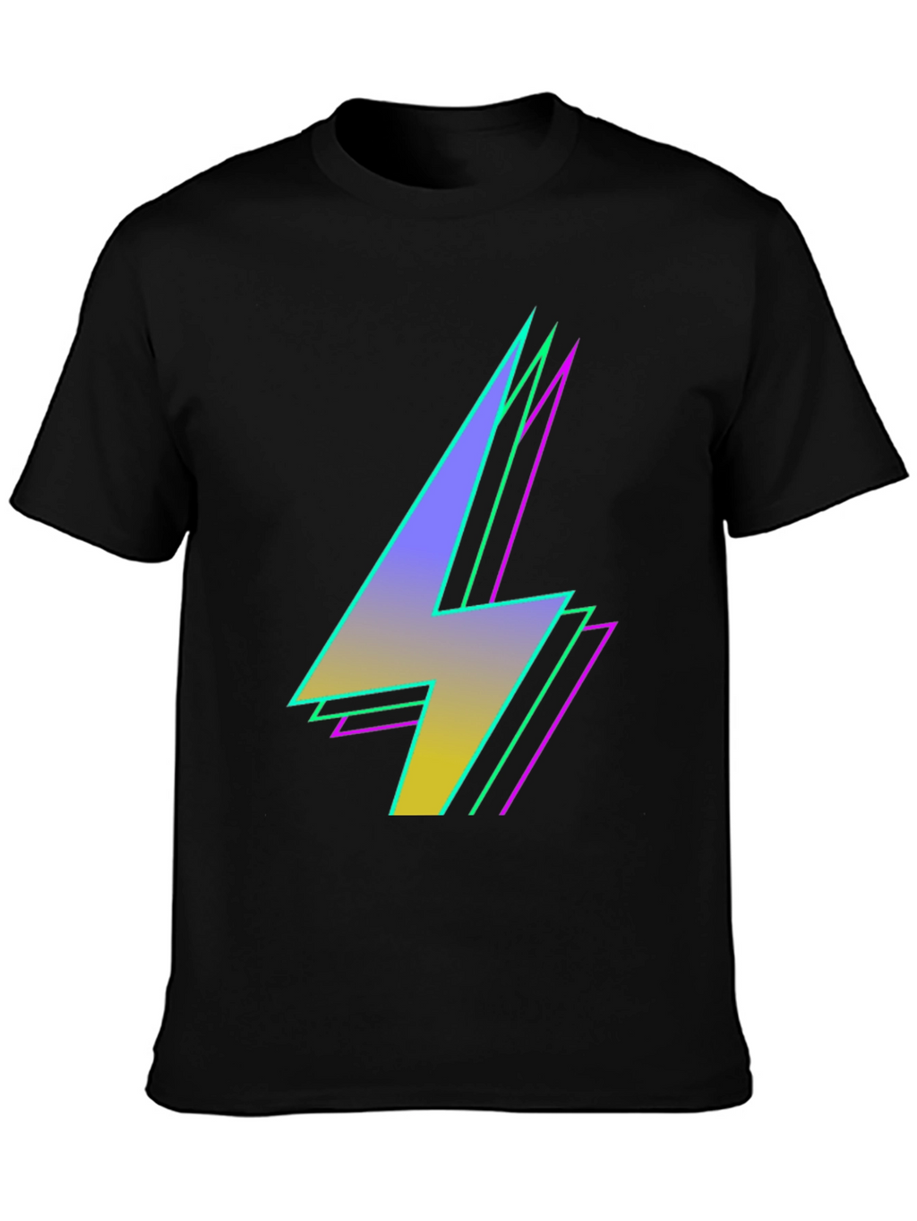 Retro Lightning Bolt Graphic Tee - Black T-Shirt