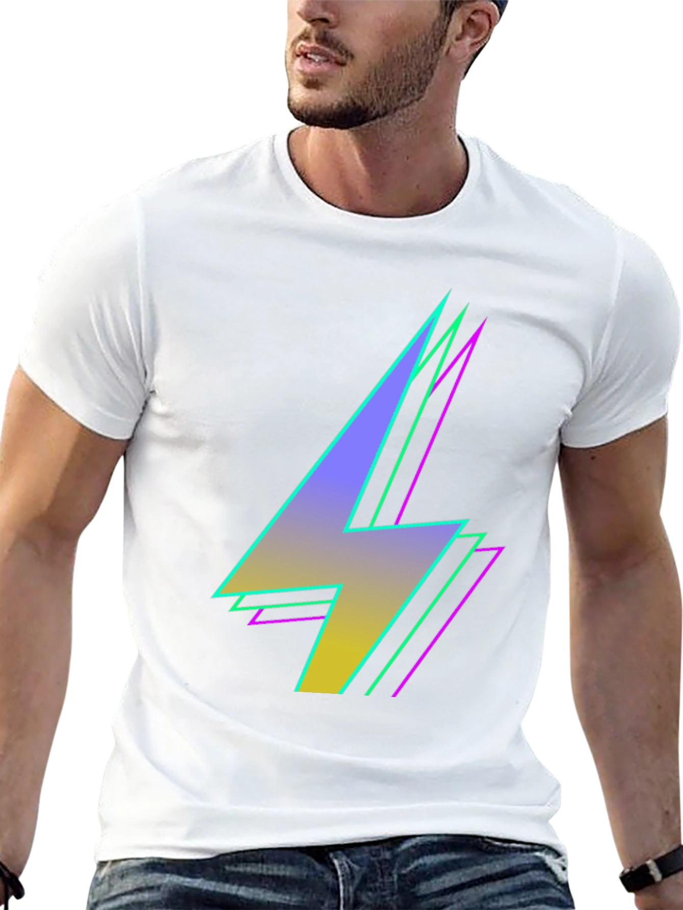 Retro Lightning Bolt Graphic Tee - Black T-Shirt