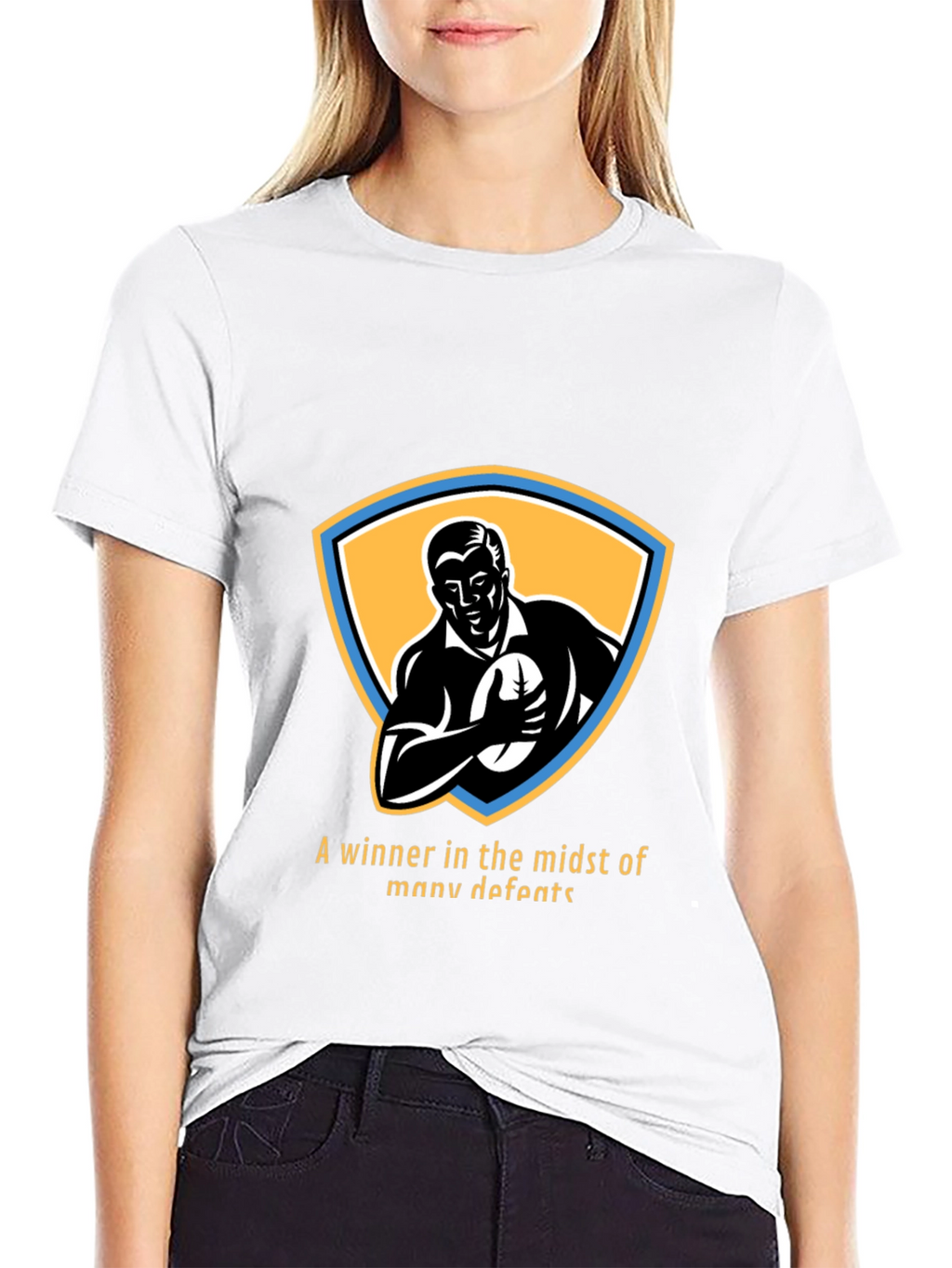 Retro Rugby Player Graphic T-Shirt - Winner Design